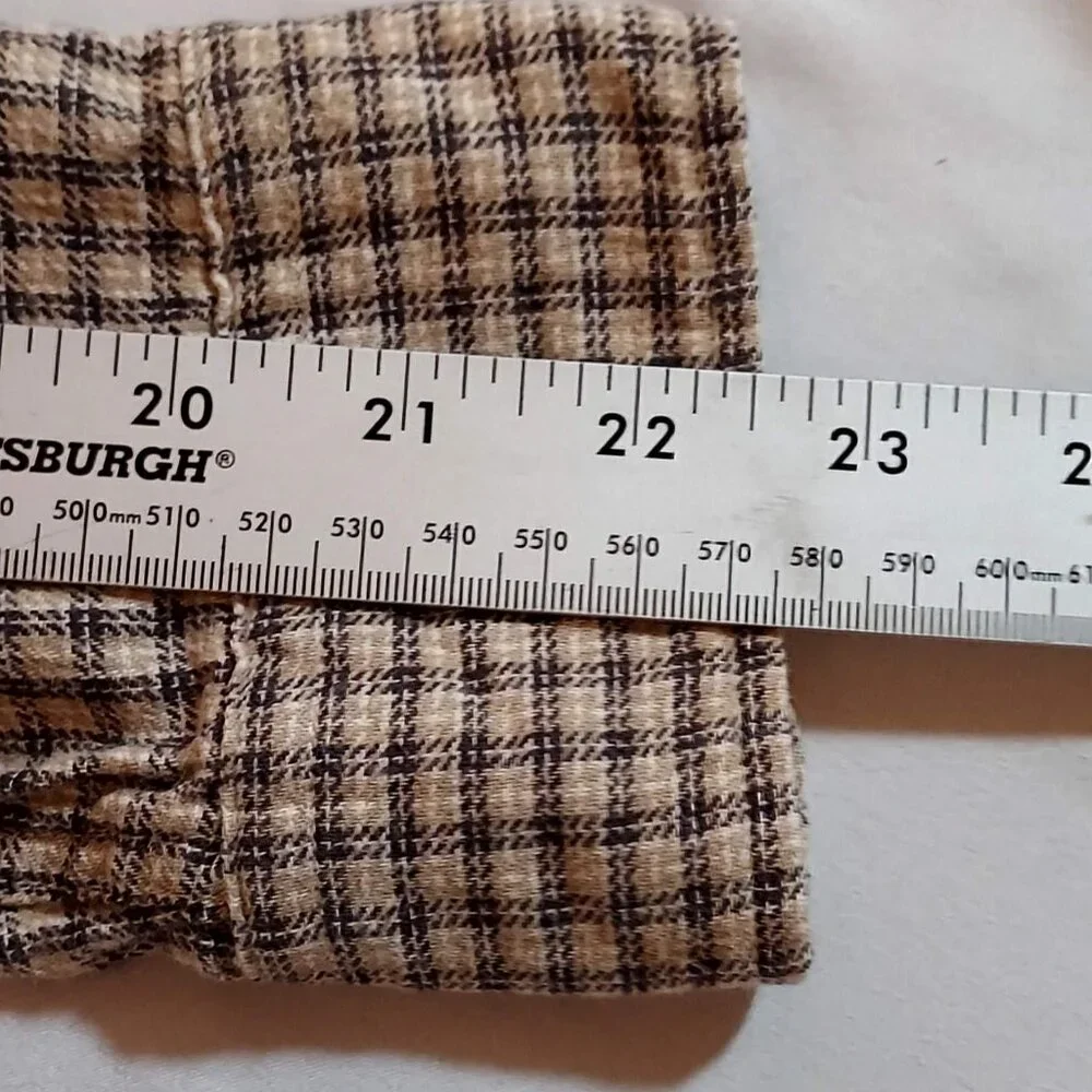 Banana Repulbic Mens Long Sleeve Shirt, Check Design, Button Down Collar, Brown